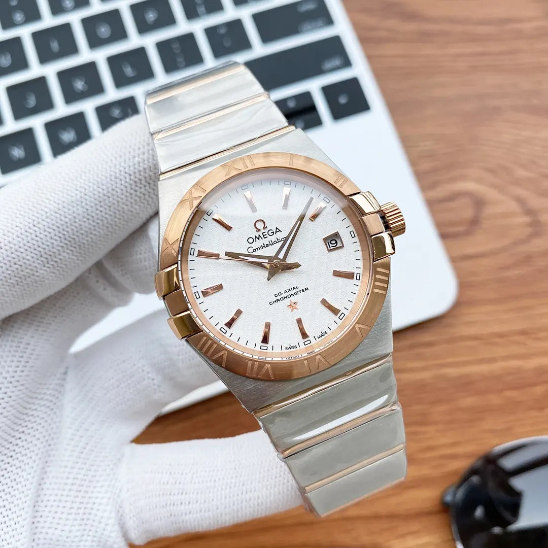 steel Omega Constellation Rose Gold