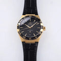 Omega Black Gold Leather Watch