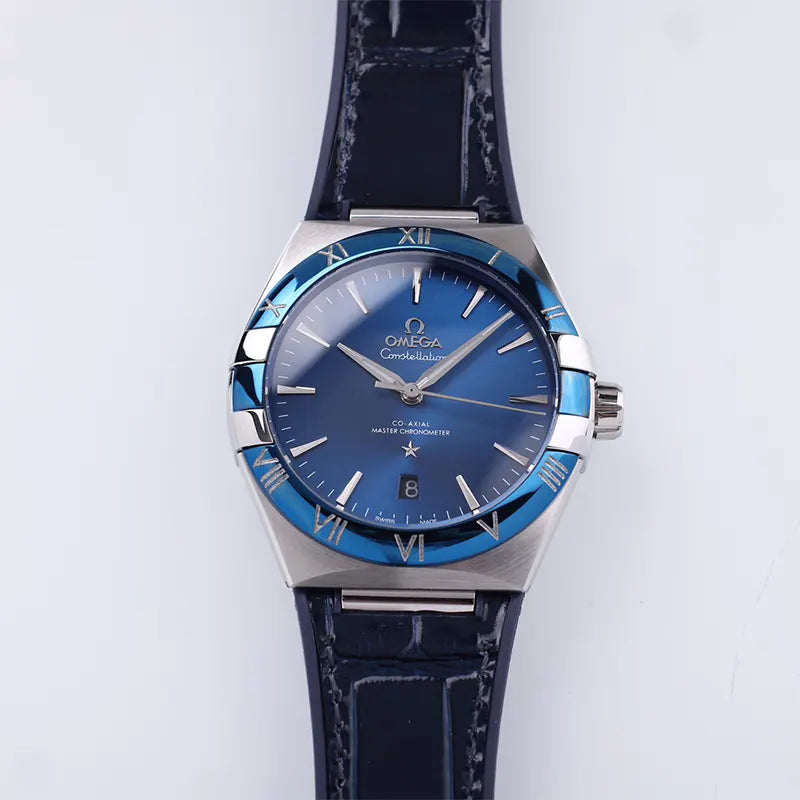 Omega Blue Leather Watch constellation