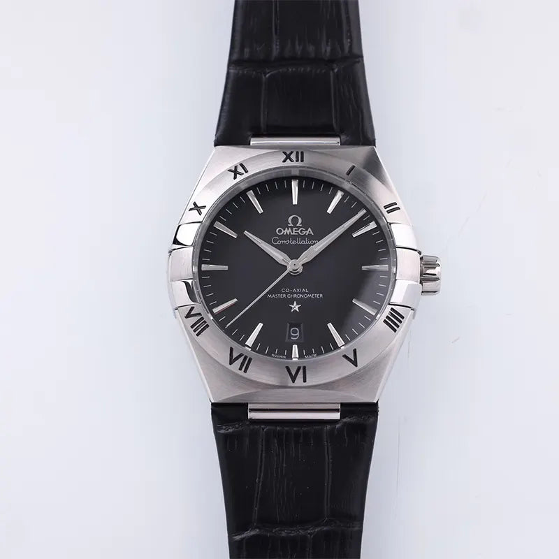 constellation Omega Black Dial Leather