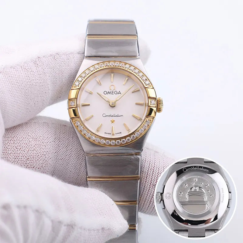 constellation Omega Diamond Bezel Steel Gold