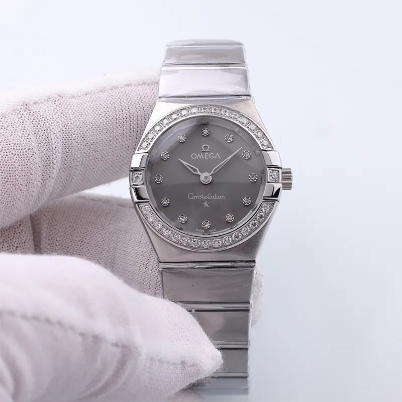 Omega Grey Dial Diamond Bezel