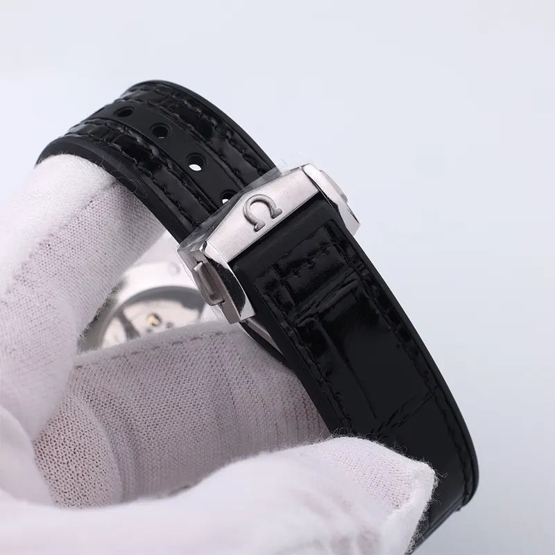 Omega Silver Dial Black Leather - Hình 3