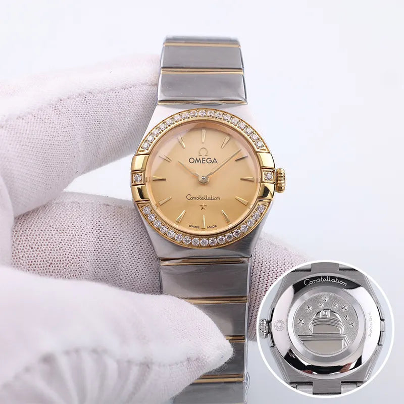 Omega Gold Dial Diamond Ladies