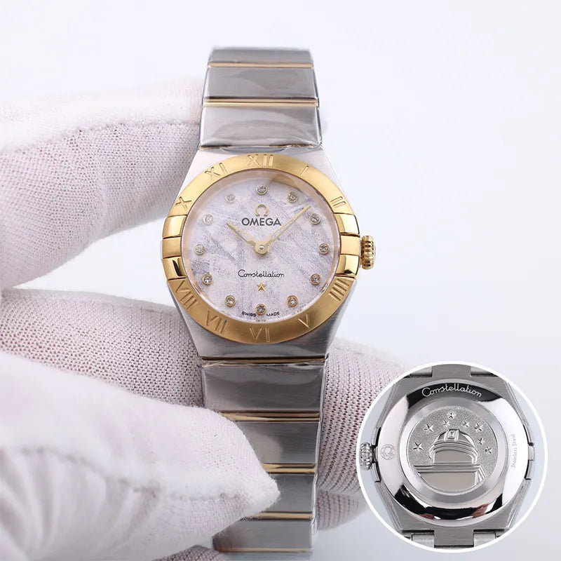 Omega Diamond Steel Gold Ladies Watch