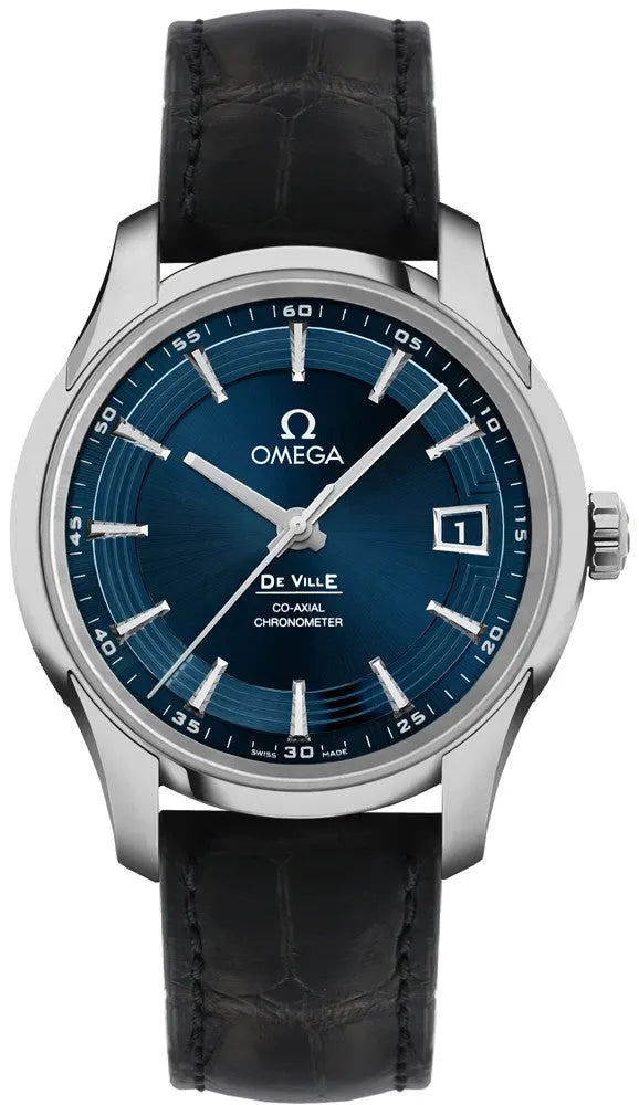co Omega De Ville Blue Dial Leather