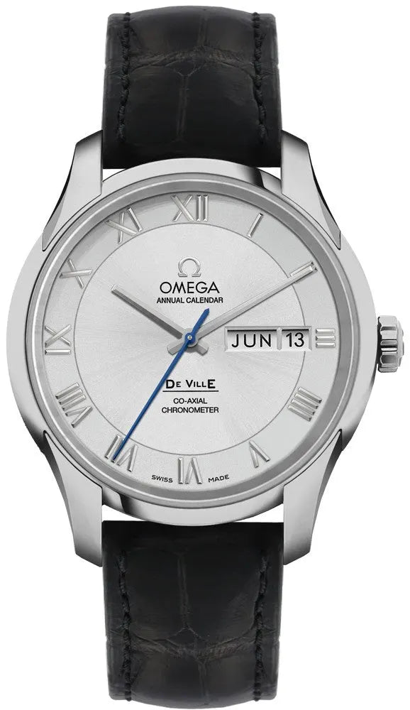 black Omega De Ville Silver Dial