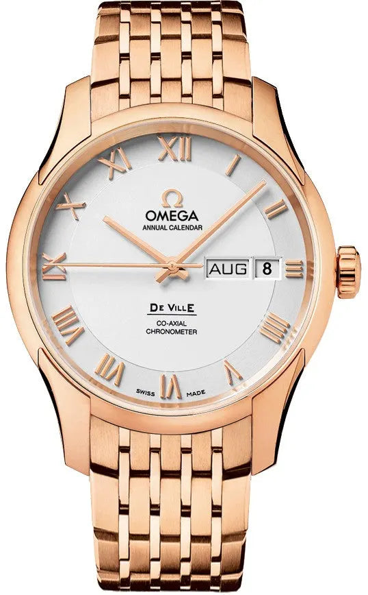 Omega Rose Gold White Dial Annual Calendar