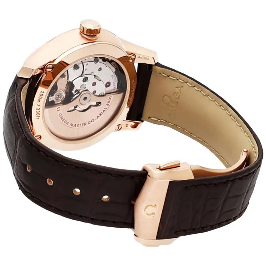 Omega Rose Gold Leather Watch - Hình 2