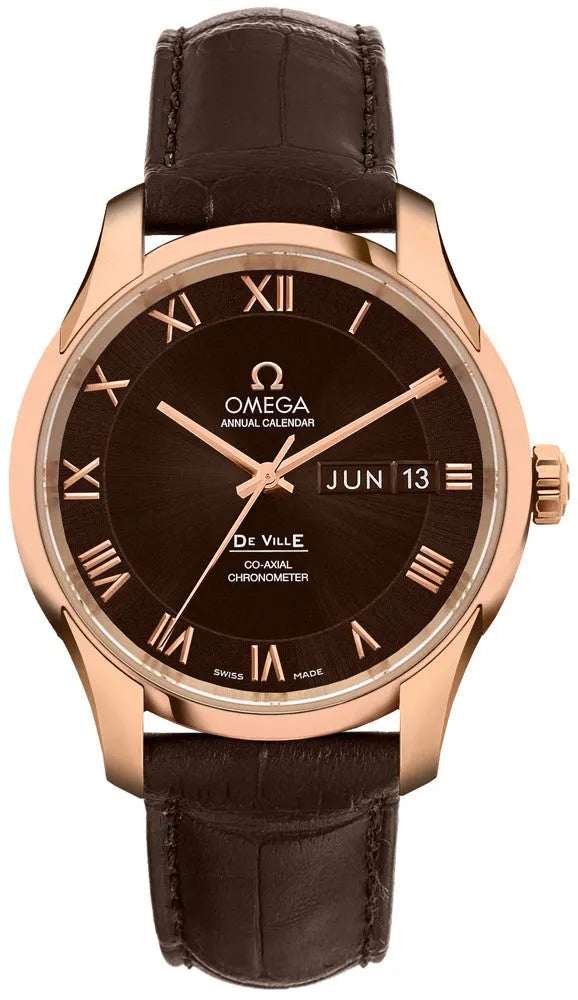 Omega Brown Dial Rose Gold de ville