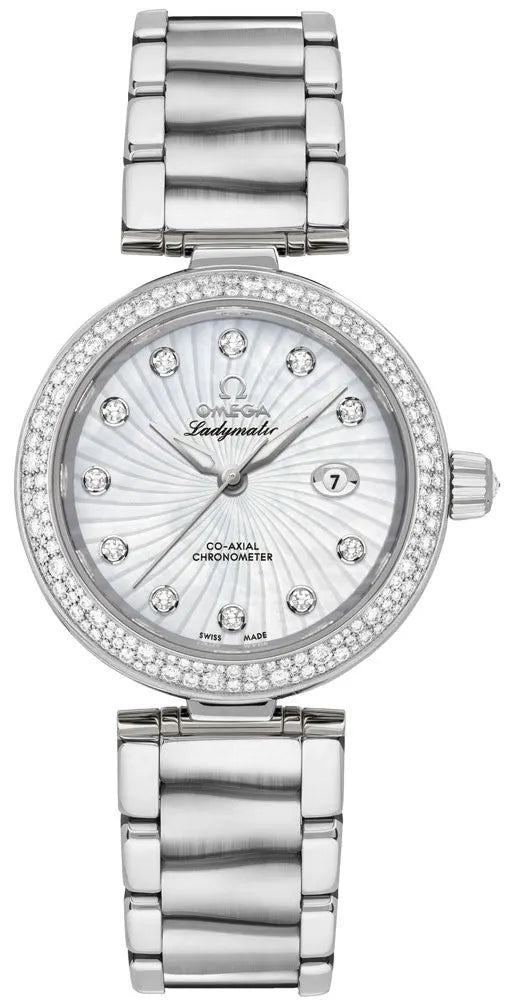 ladymatic Omega Diamond Bezel Steel Watch