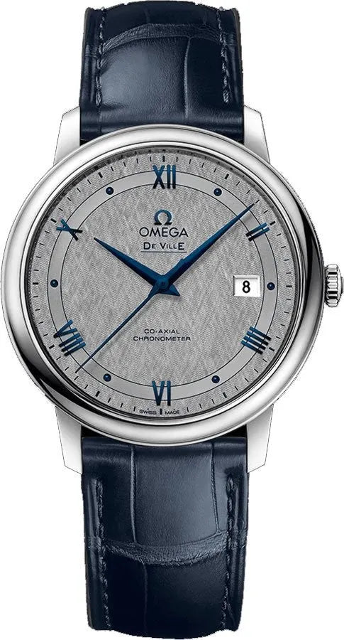 de Omega Silver Dial Blue Leather