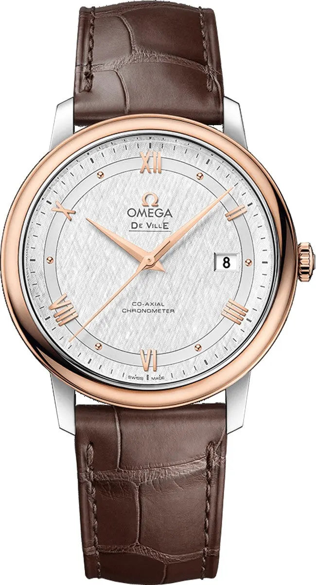 brown Omega De Ville Silver Dial