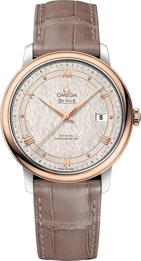de Omega Rose Gold Taupe Leather