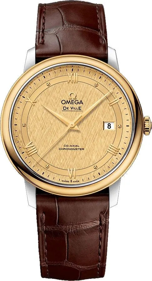 Omega Gold Dial Leather Watch