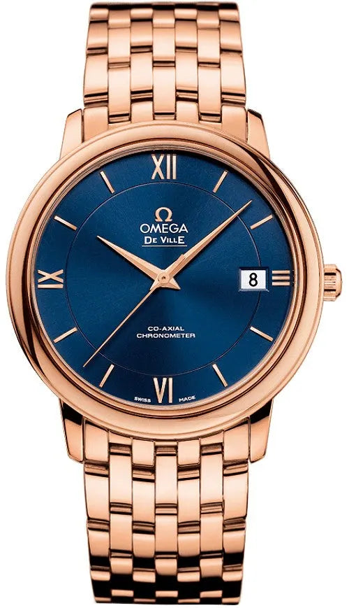 Omega Blue Dial Rose Gold de