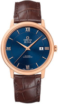 de Omega Blue Dial Brown Leather