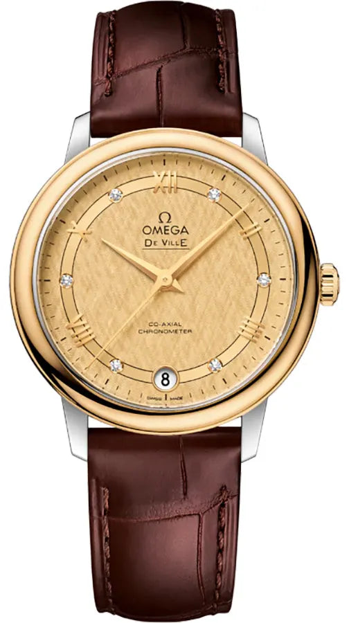 Omega De Ville Gold Champagne Diamond Leather