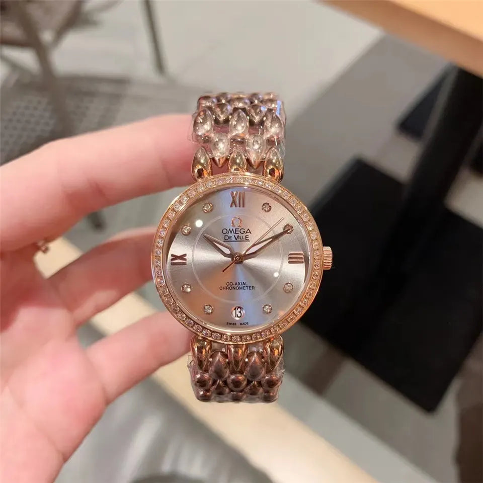 de Omega Rose Gold Diamond Bezel - Hình 2