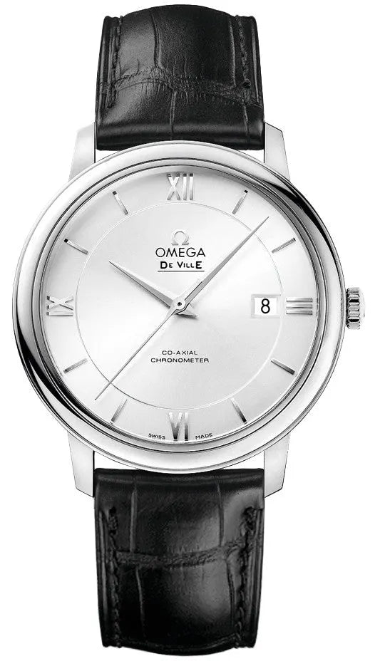 Omega Silver Dial Black Leather de