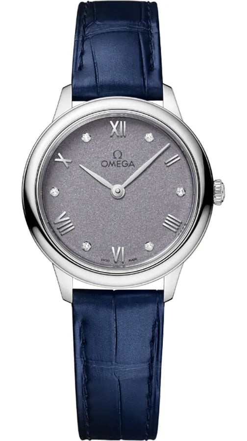 Omega Gray Diamond Leather Watch