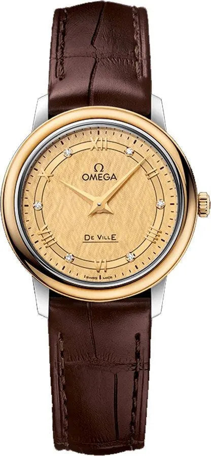de Omega Gold Dial Leather Watch