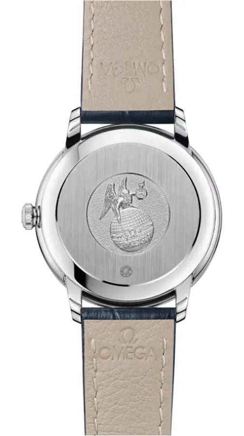 Omega Blue Leather Silver Diamond - Hình 2