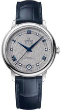 Omega Blue Leather Silver Diamond