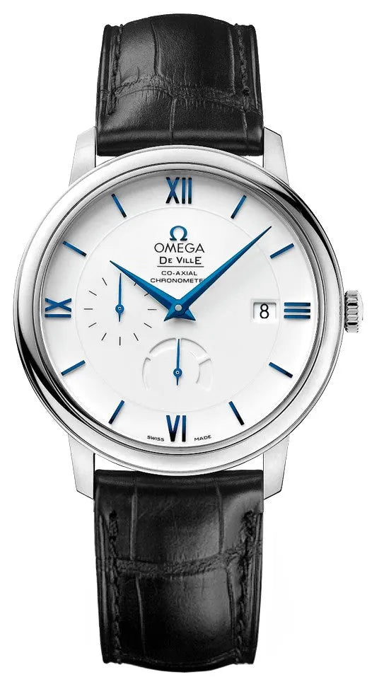 Omega White Dial Leather Watch
