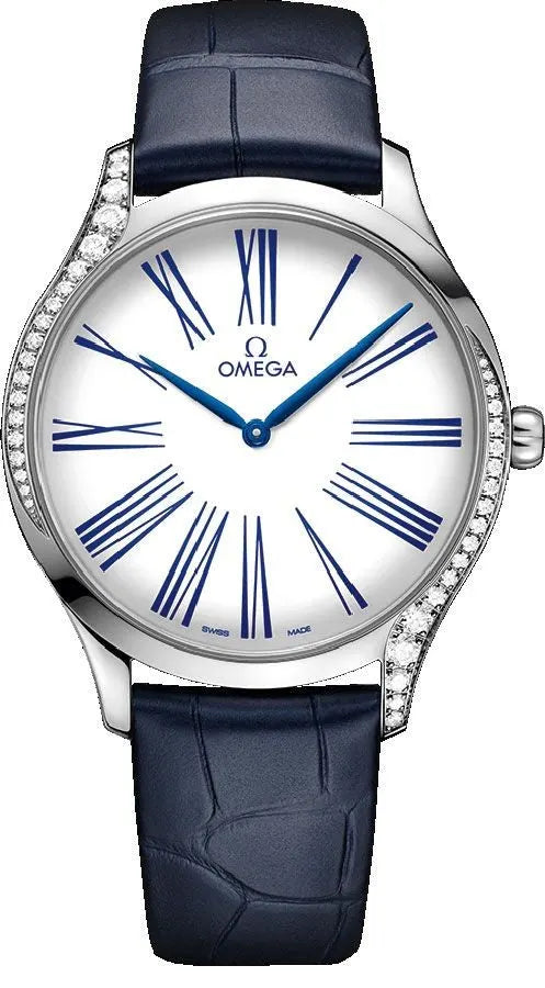 Omega Diamond Bezel Blue Leather