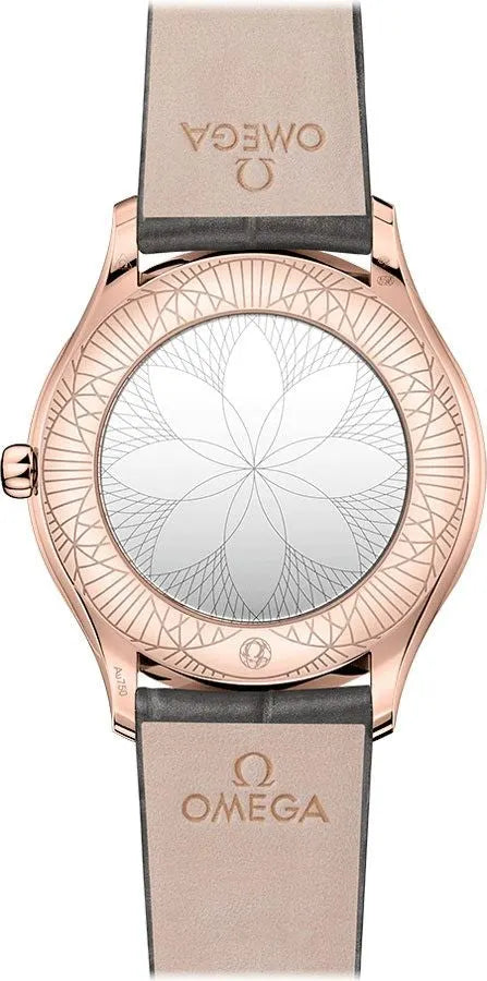 Omega Rose Gold Diamond Grey Leather - Hình 2
