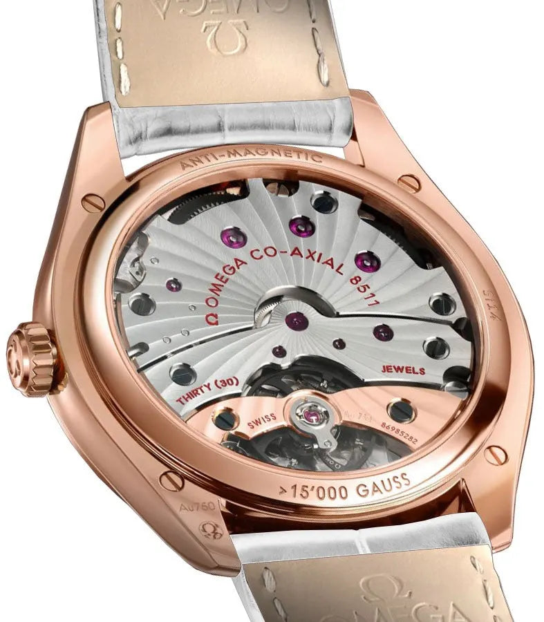 Omega Rose Gold Diamond White Leather - Hình 2