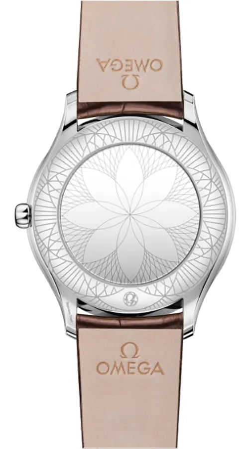 Omega Brown Diamond Leather Watch - Hình 2