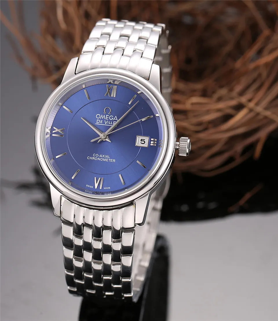 steel Omega De Ville Blue Dial