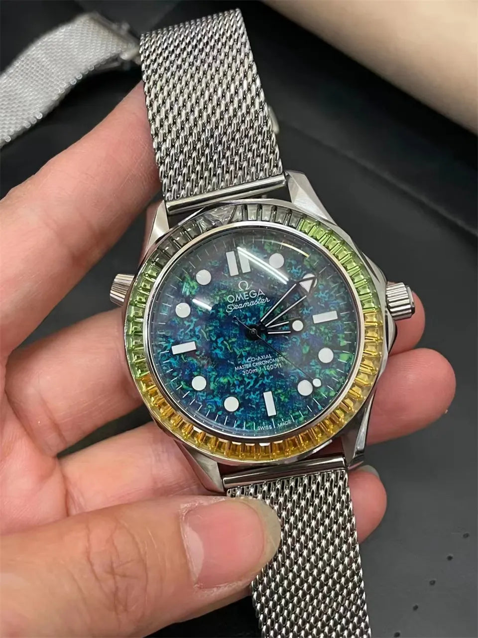 Omega Rainbow Bezel Steel Mesh