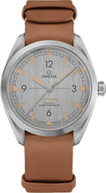 Omega Railmaster Silver Dial Brown Leather