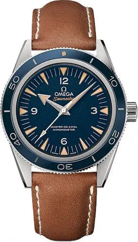 Omega Seamaster Blue Dial Brown Leather
