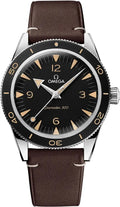 seamaster strap Omega Black Dial Brown Leather