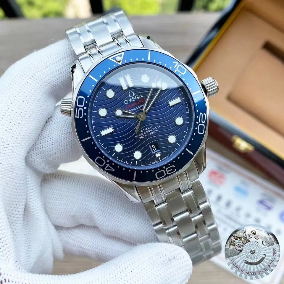 Omega Seamaster Blue Bezel Steel