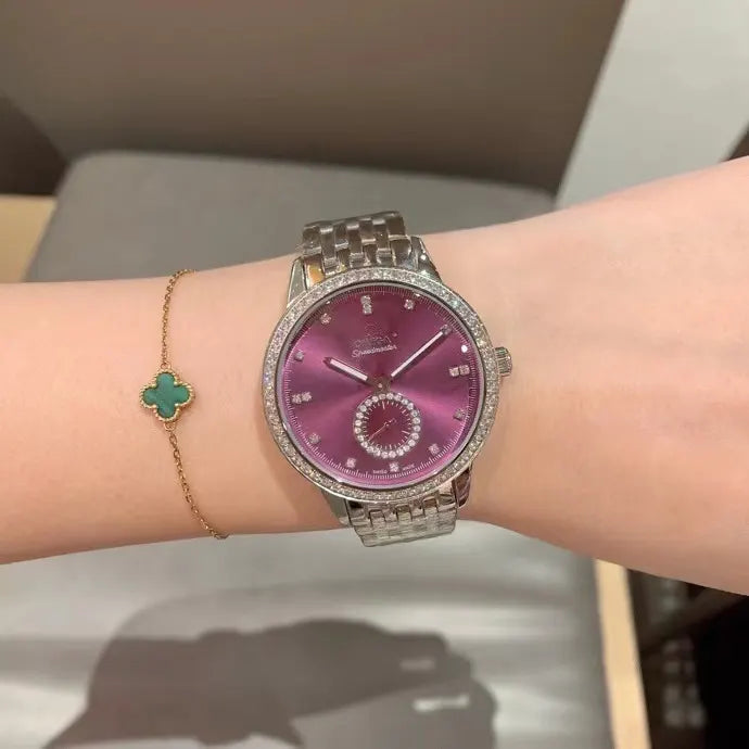 Pink Dial Diamond Watch - Hình 8