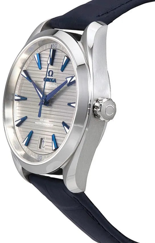 seamaster Omega Grey Dial Blue Leather - Hình 2