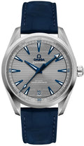 seamaster Omega Grey Dial Blue Leather