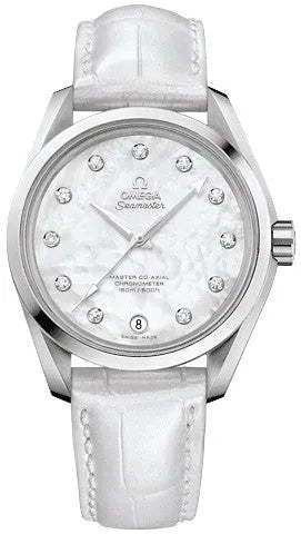 seamaster Omega White Leather Diamond