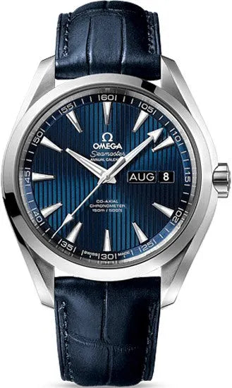 Omega Blue Dial Leather Annual