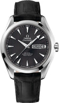 Omega Black Ribbed Leather Watch