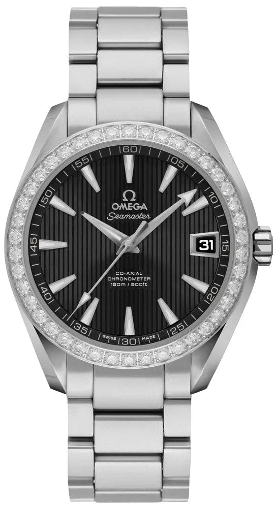 Omega Diamond Bezel Steel Bracelet