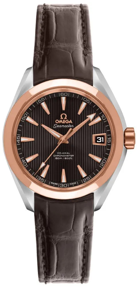 seamaster bezel Omega Rose Gold Brown Leather