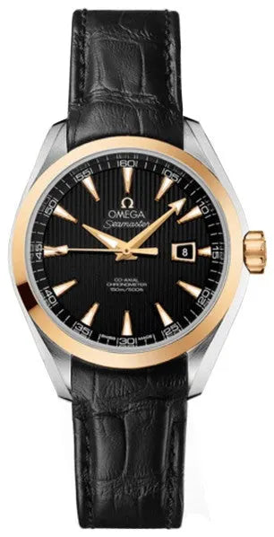 two Omega Seamaster Black Dial Leather