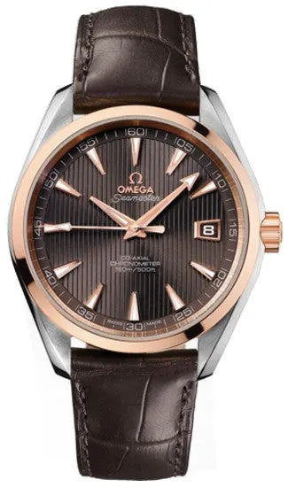 seamaster Omega Grey Dial Brown Leather