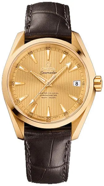 Omega Gold Dial Brown Leather seamaster